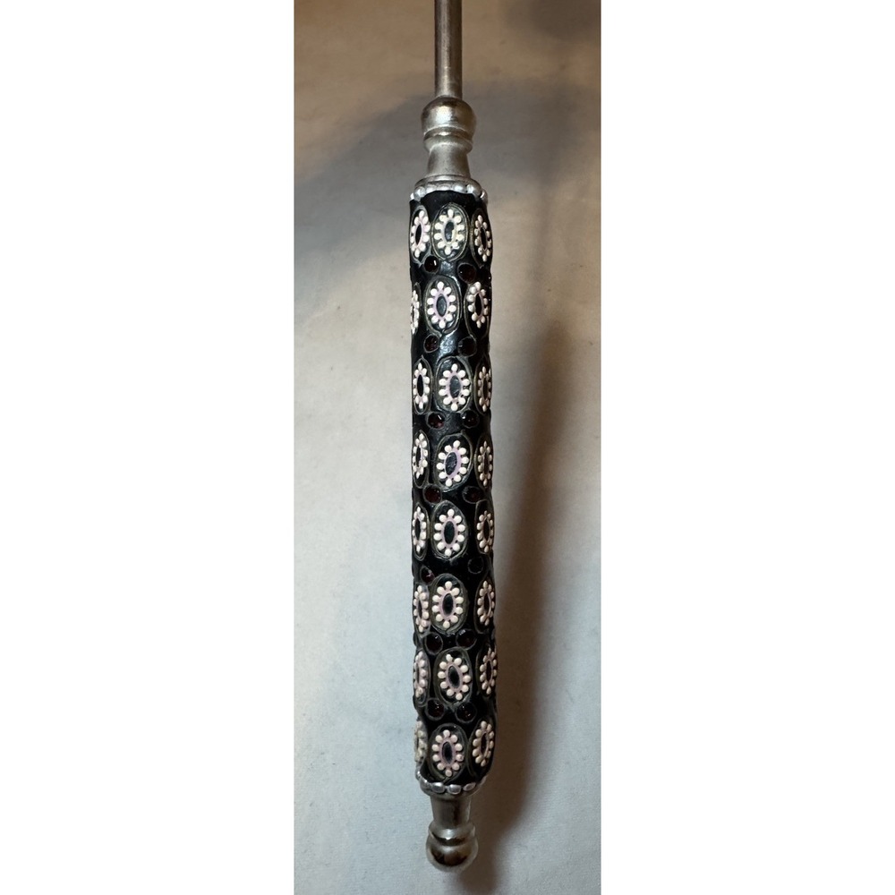 Rhinestone Enameled Jeweled Pattern Candle Snuffer Black MCM 12.5 VTG‎ - Picture 3 of 7